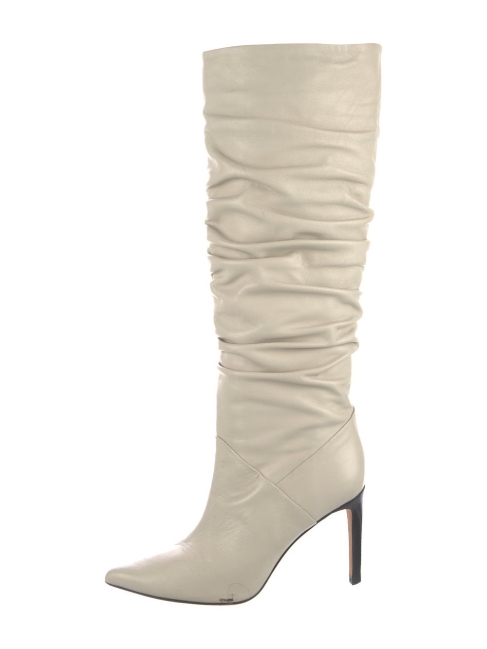 IRO Cream Slouch Leather Knee-High Boot with Stiletto Heel